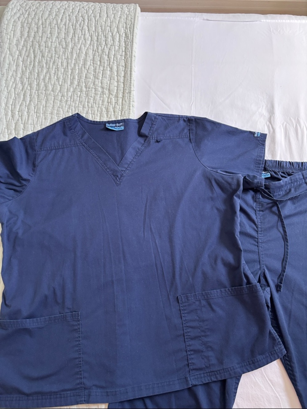 Butter-Soft Navy Blue V-Neck Medical Scrub Set